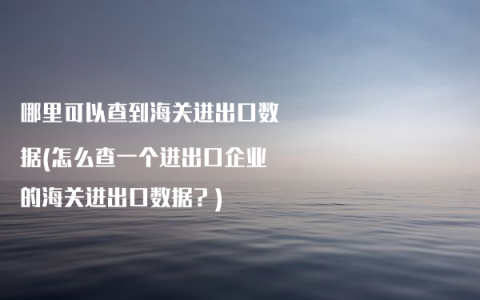 哪里可以查到海关进出口数据(怎么查一个进出口企业的海关进出口数据？)